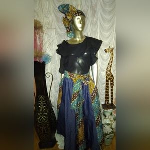 African print elastic waist skirt made from 100 percent cotton fits size m-2xl